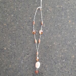 Beautiful brown gem and wood necklace